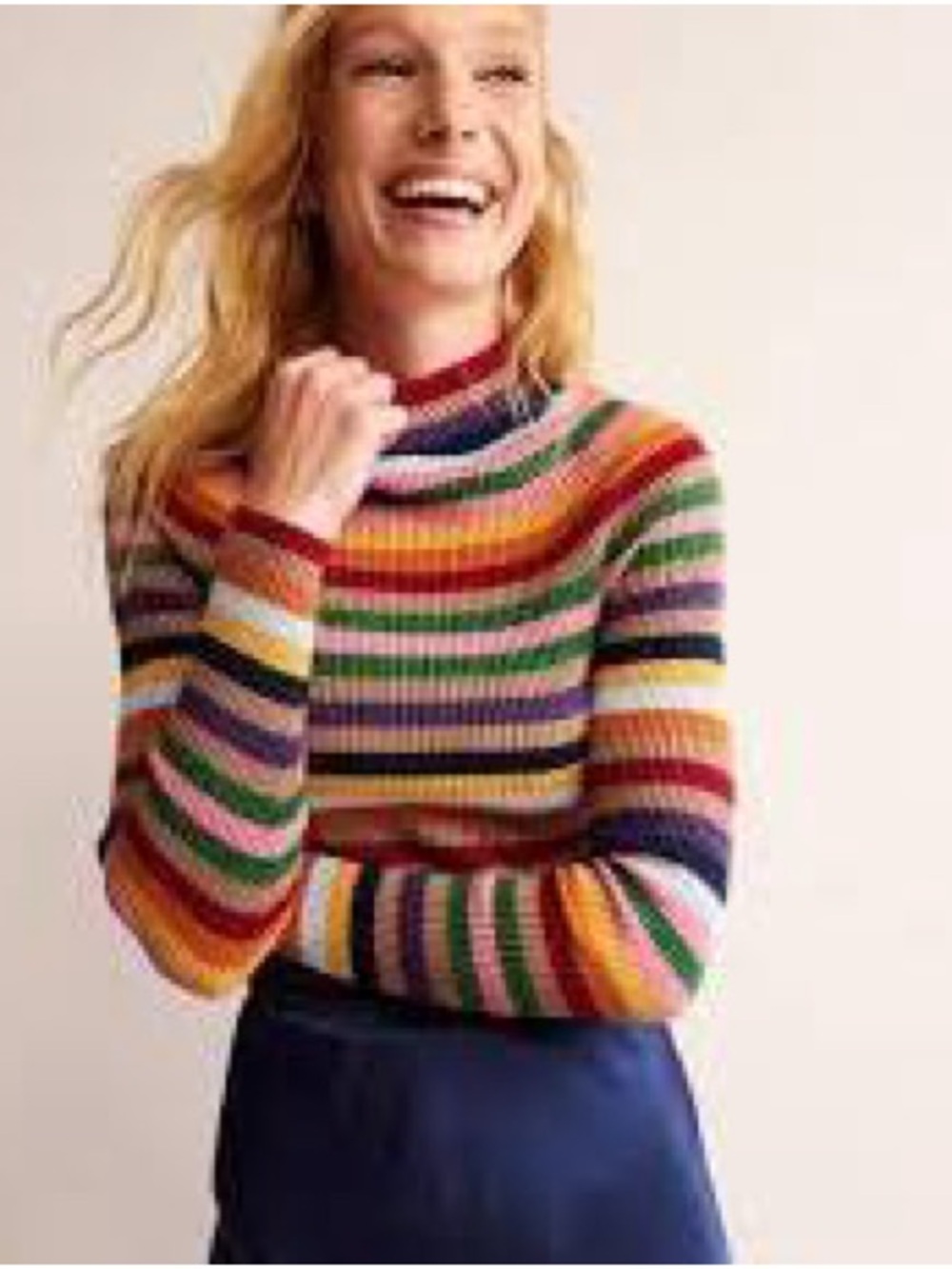 Boden Multicolor Sparkle Striped Ribbed Sweater